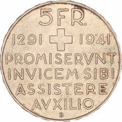 Switzerland. 'Anniversary of the Confederation' 5 Francs. 1941. UNC.