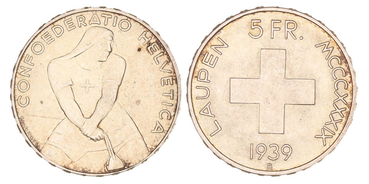 Switzerland. 5 Francs. 1939.