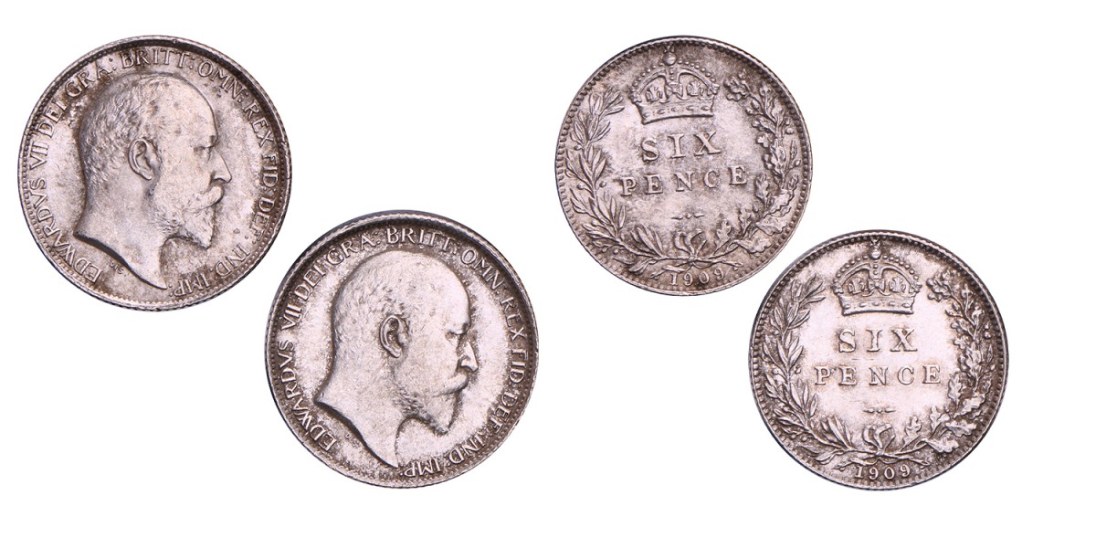 Great Britain. Edward VII. Lot (2) Sixpence. 1909.