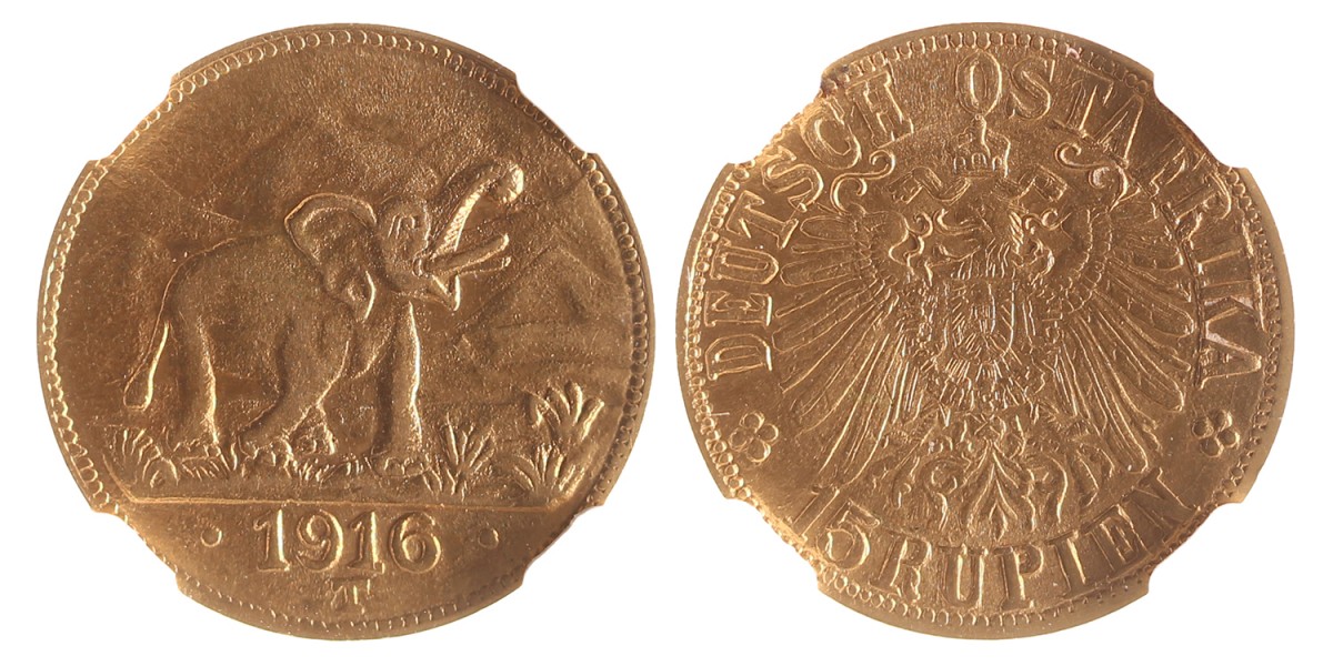 German East Africa. Wilhelm II. 15 Rupien. 1916 T.