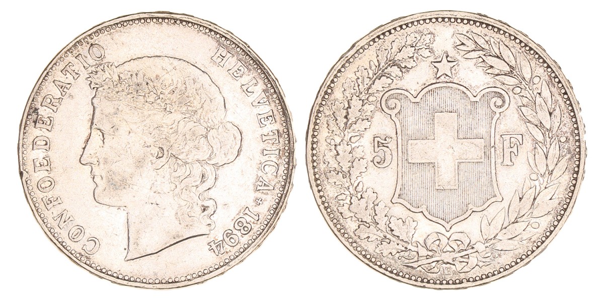 Switzerland. 5 Francs. 1894.