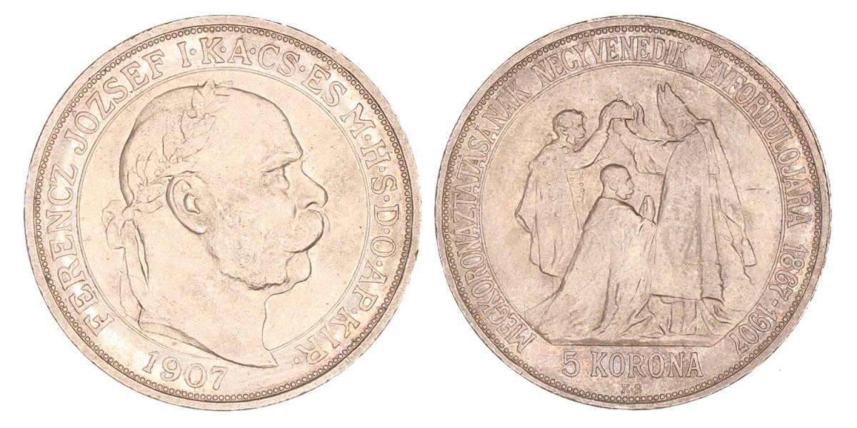 Hungary. Austria-Hungary. Franz Joseph. 5 Korona. 1907.