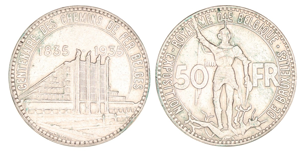 Belgium. Leopold III. 50 Francs. 1935.