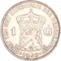 1 Gulden. Wilhelmina in Londen. 1940. Zeer Fraai +.