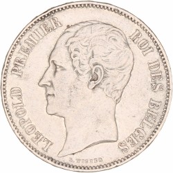 Belgium. Leopold I. 5 Francs. 1858.