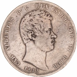 Italian states. Sardinia. Carlo Alberto. 5 Lire. 1833.