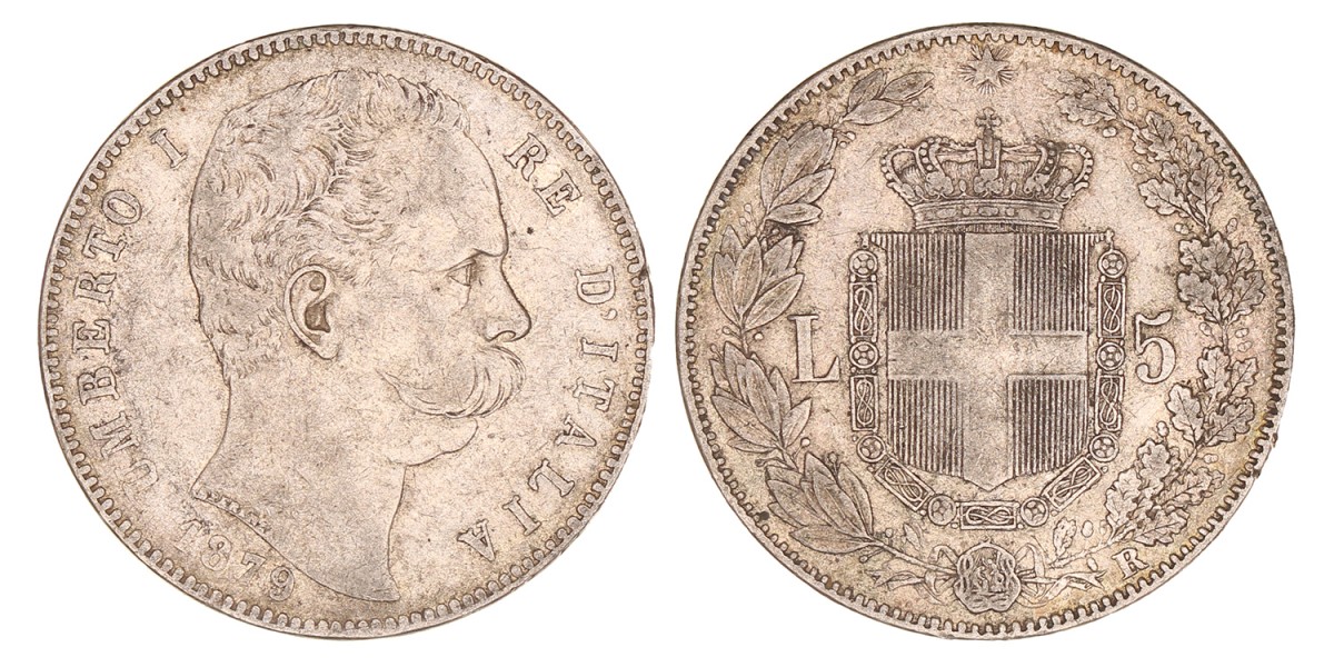 Italy. Kingdom. Umberto I. 5 Lire. 1879 R.