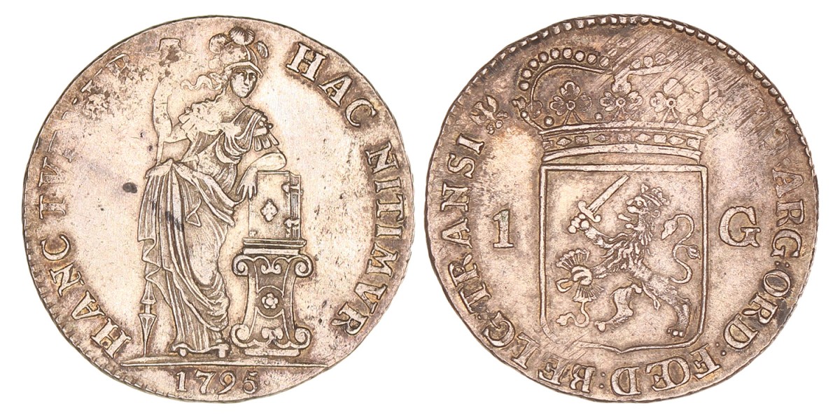 1 Gulden -Generaliteits-. Overijssel. 1795. Prachtig -.