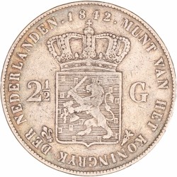 2½ gulden. Willem II. 1842. Fraai / Zeer Fraai.