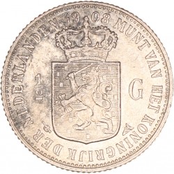 ½ Gulden. Wilhelmina. 1908. UNC -.