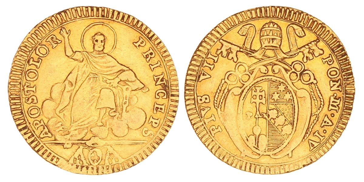 Italian states. Papal states. Pius VII. Doppia. An IV (1804).