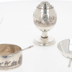 (4) delige condimentset zilver.