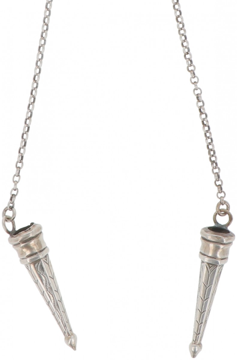 (2) delige set breipendoppen zilver.