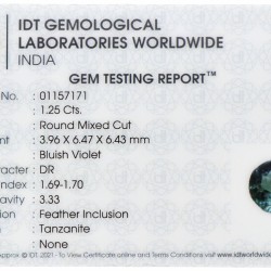 IDT-gecertificeerde natuurlijke tanzaniet 1.25 ct.