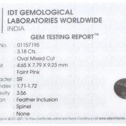 IDT-gecertificeerde natuurlijke spinel 3.18 ct.