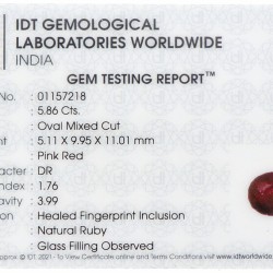 IDT-gecertificeerde natuurlijke robijn 5.86 ct.