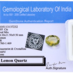 GLI-gecertificeerde natuurlijke lemon quartz 9.05 ct.