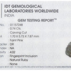 IDT-gecertificeerde natuurlijke robijn 0.74 ct.