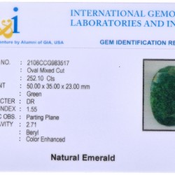 IGL&I-gecertificeerde natuurlijke smaragd 252.10 ct.