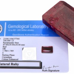 GLI-gecertificeerde natuurlijke robijn 356.000 ct.