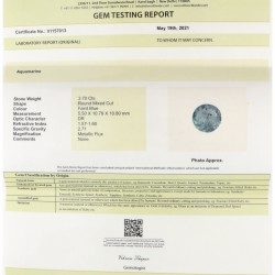 IDT-gecertificeerde natuurlijke aquamarijn 3.70 ct.