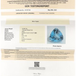 IDT-gecertificeerde natuurlijke blauwe topaas 15.86 ct.