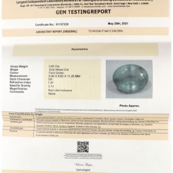 IDT-gecertificeerde natuurlijke aquamarijn 3.82 ct.