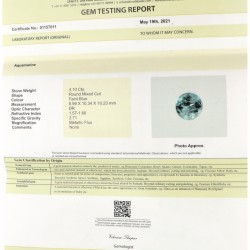 IDT-gecertificeerde natuurlijke aquamarijn 4.10 ct.