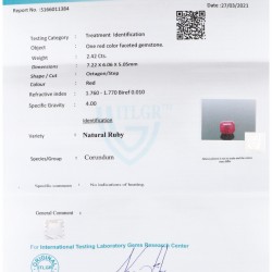 ITLGR-gecertificeerde natuurlijke robijn 2.42 ct.