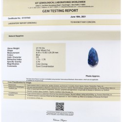 IDT-gecertificeerde natuurlijke saffier 27.75 ct.