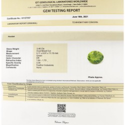 IDT-gecertificeerde natuurlijke peridoot 3.48 ct.