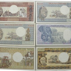 Chad. 500/3x1000/2x5000 Francs. Banknote. Type 1974-1992. - Very fine – UNC.