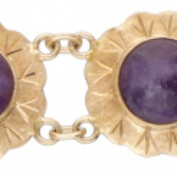 14 kt. Geelgouden vintage armband bezet met ca. 17.55 ct. amethist.