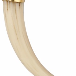 Lot van een gedraaide ivoren bangle armband en een geelgouden hanger met tand.