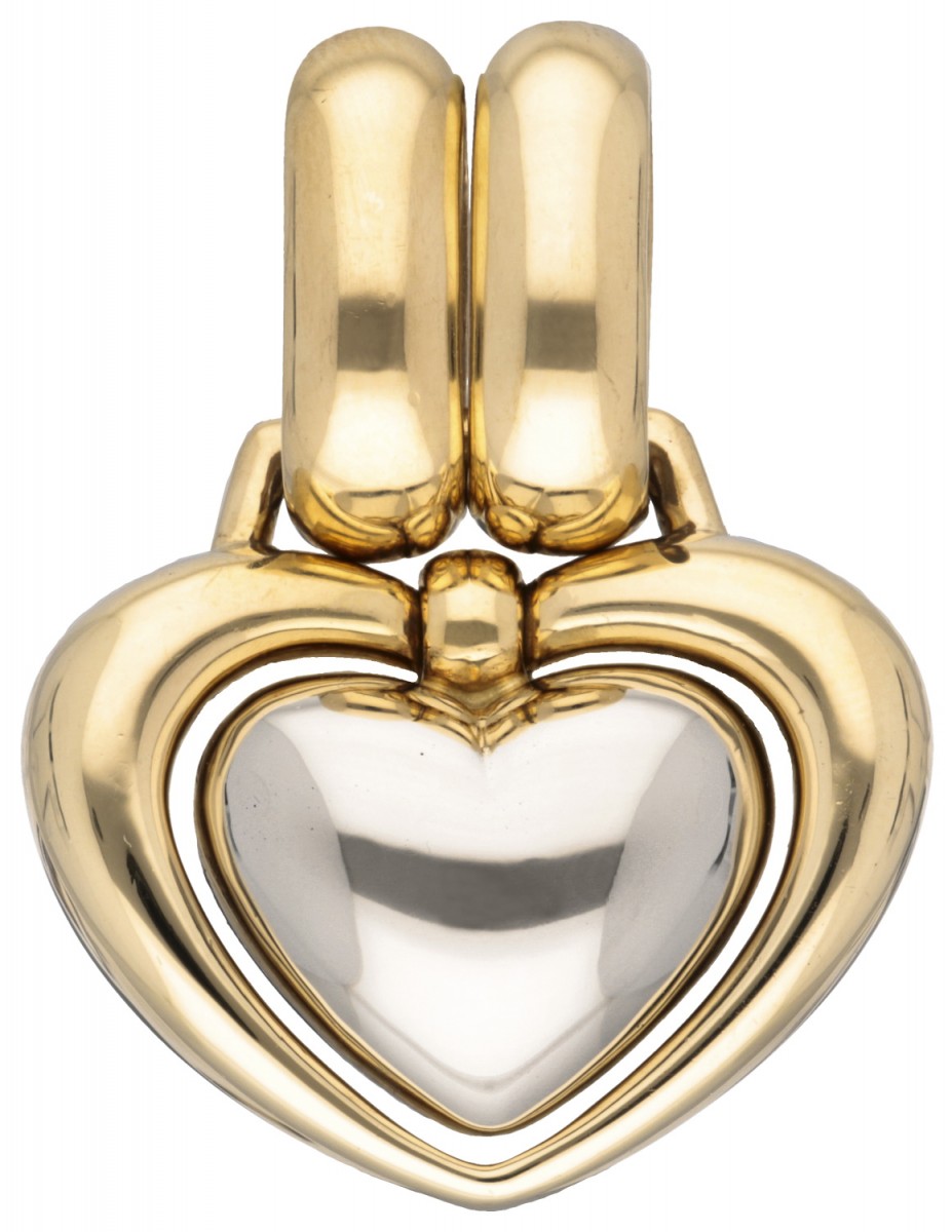 Chimento 18 kt. bicolor gouden hartvormige hanger.