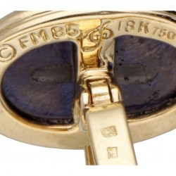 18 kt. Geelgouden Franklin Mint Fabergé lapis lazuli manchetknopen met de 'Imperial Eagle'.