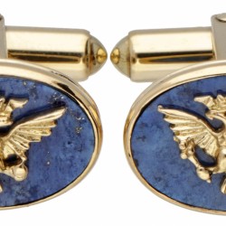 18 kt. Geelgouden Franklin Mint Fabergé lapis lazuli manchetknopen met de 'Imperial Eagle'.
