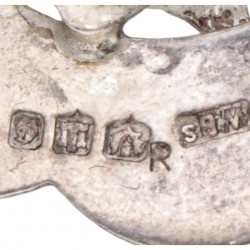 Sterling zilveren vintage Schotse distel broche bezet met paarse siersteen.