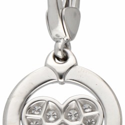 18 kt. Witgouden Bvlgari 'Tondo Heart Charm' hanger bezet met ca. 0.10 ct. diamant.