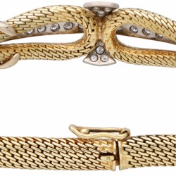 14 kt. Geelgouden antieke armband bezet met ca. 0.32 diamant.