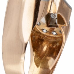 18 kt. Roségouden retro tank ring bezet met ca. 0.73 ct. diamant.