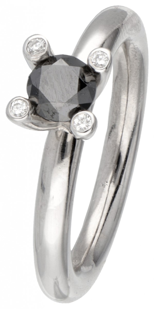 14 kt. Witgouden Bron 'Phlox' ring bezet met ca. 0.50 ct. diamant.