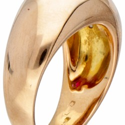 18 kt. Roségouden 'Gypsy' ring bezet met diamant en robijn.