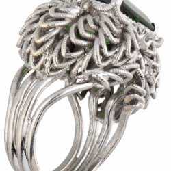 18 kt. Witgouden cocktail ring bezet met ca. 7.65 ct. natuurlijke bicolor toermalijn en ca. 0.40 ct. diamant.