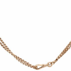 Tweerijig 14 kt. roségouden jasseron schakelcollier en schuif bezet met ca. 0.08 ct. opaal.