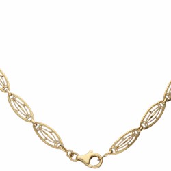 Een Frans 18 kt. geelgouden antiek collier met filigrain en zaadparel.