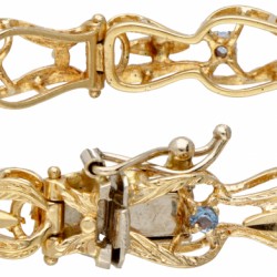 18 kt. Geelgouden vintage armband bezet met synthetische spinel.