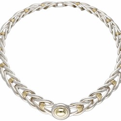 Sterling zilveren Christofle schakelcollier met 18 kt. geelgouden details.