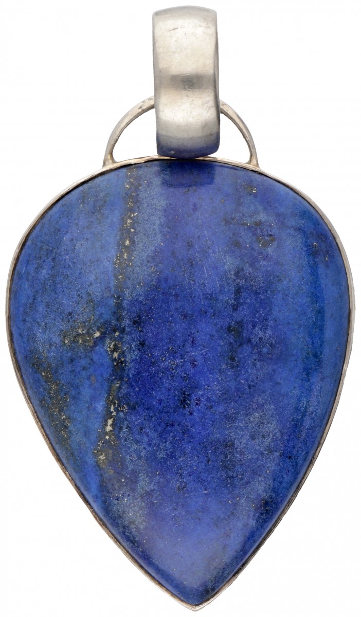 Sterling zilveren peervormige hanger bezet met lapis lazuli.