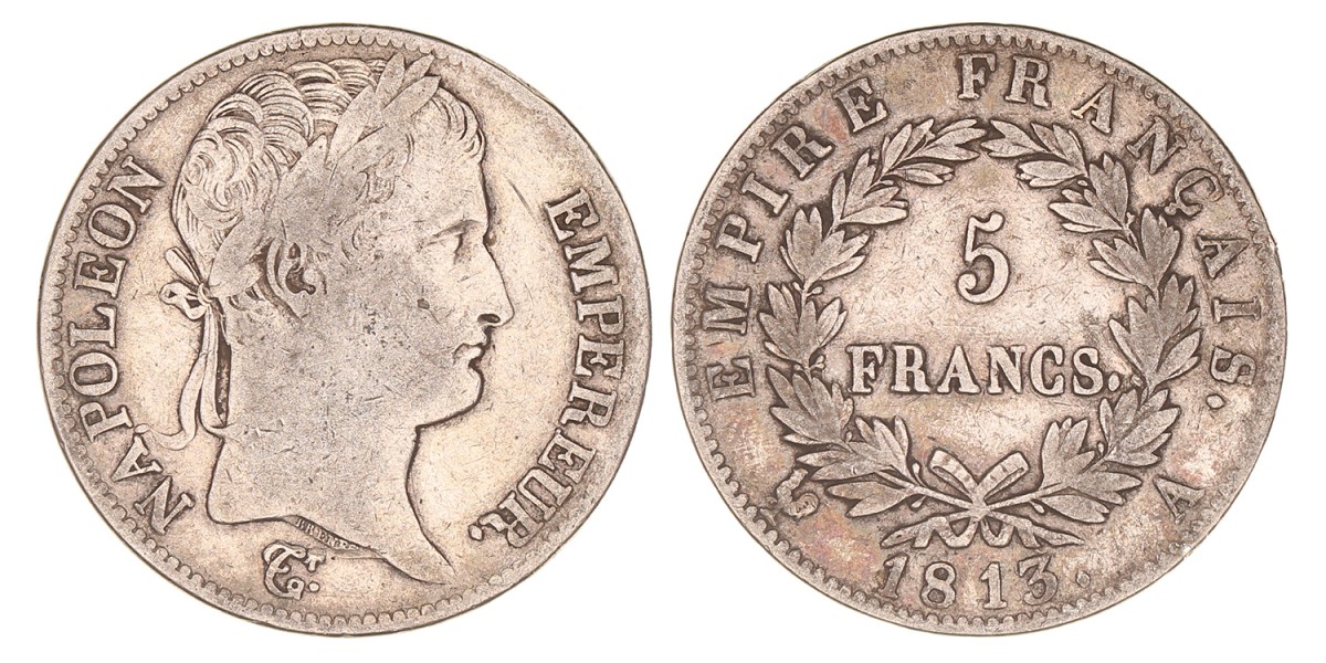 France. Empire. Napoleon. 5 Francs. 1813 A.